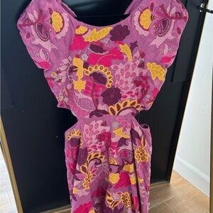 Maeve by ANTHROPOLOGIE | Pink & Yellow Sundress with Flutter Sleeves